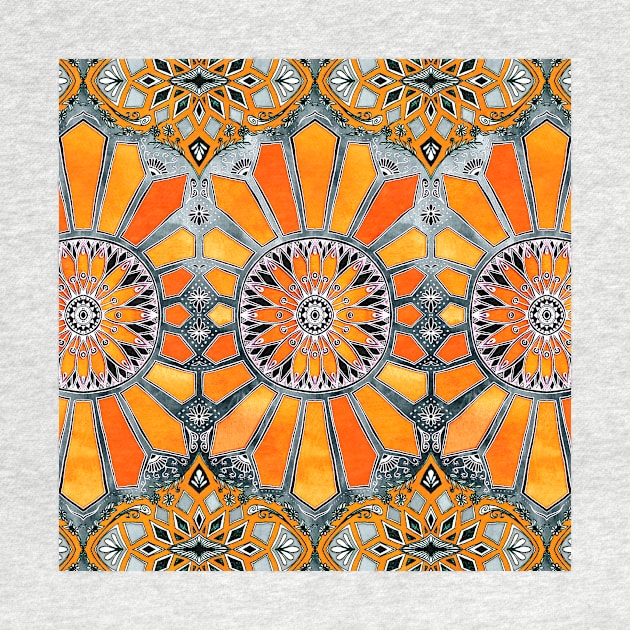 Celebrating the 70's - tangerine orange watercolor on grey by micklyn